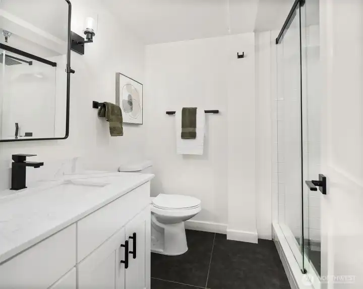 Upstairs 3/4 bathroom.