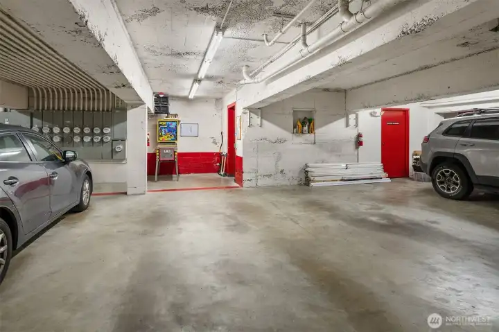 Dedicated parking space in shared garage.