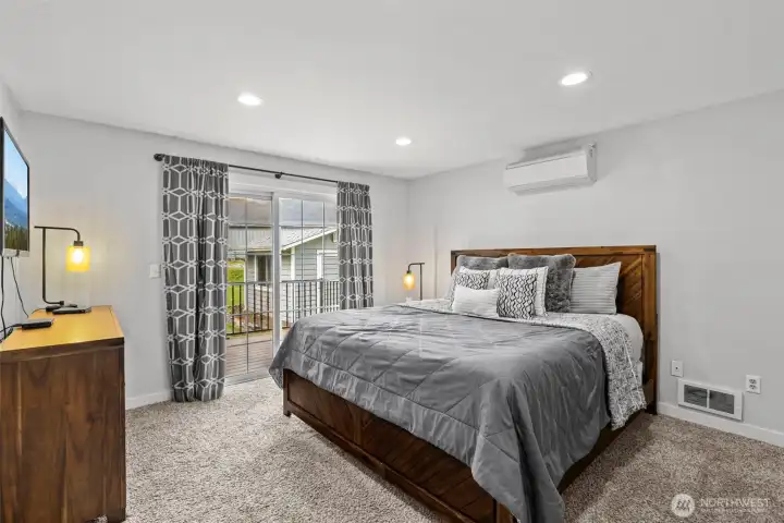 Primary retreat with its own private deck. Mini split for year round comfort.