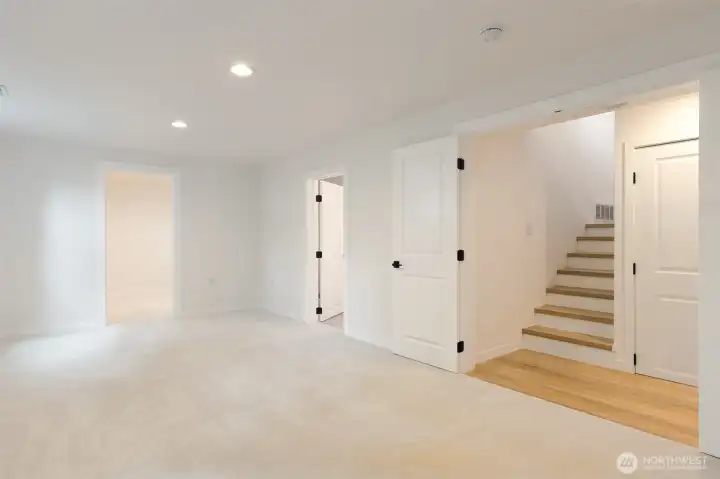 Downstairs Primary Bedroom with large walk-in closet and primary bathroom