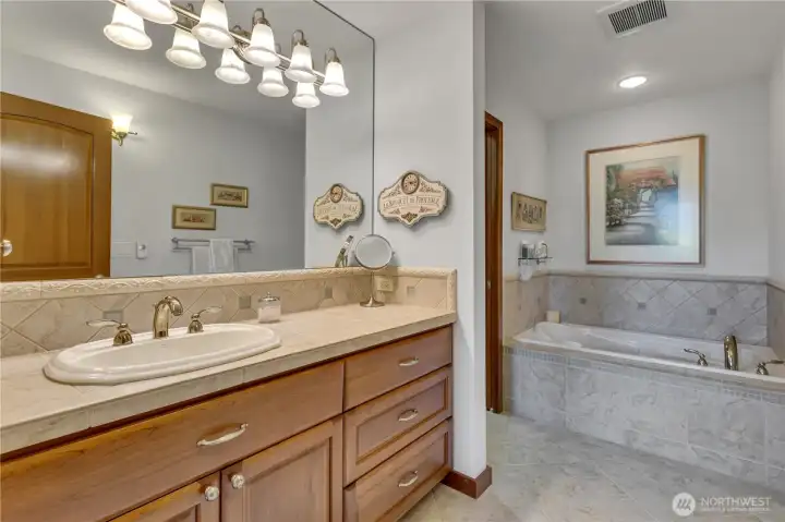 Primary Bathroom with Air Jetted Tub & Heated Floors