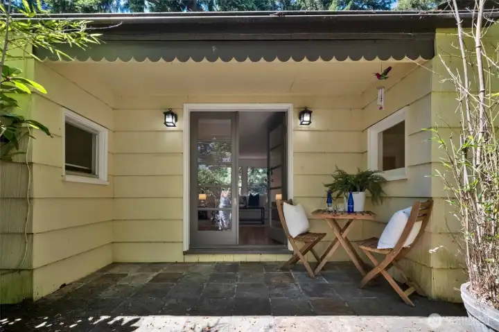 Patio and French door entry.