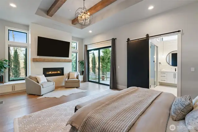 sitting area, gas fireplace, private patio
