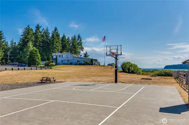 Basketball hoop at the playground.
