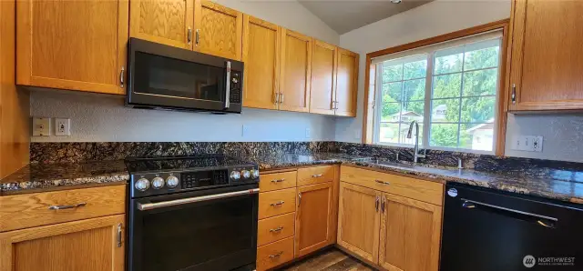 Kitchen with granite countertops
