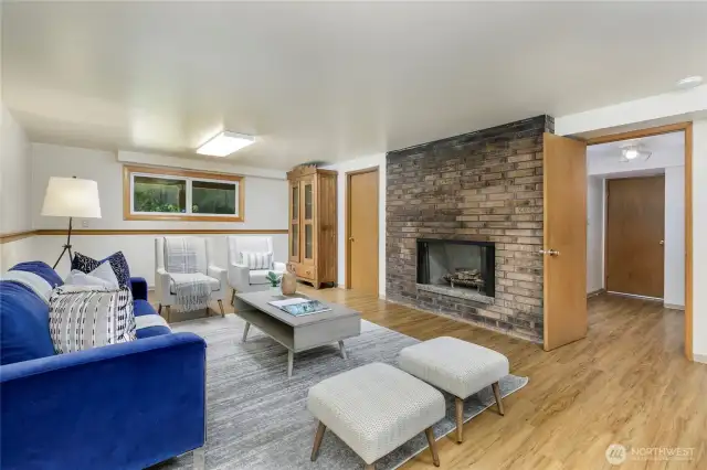 Rec room, fireplace