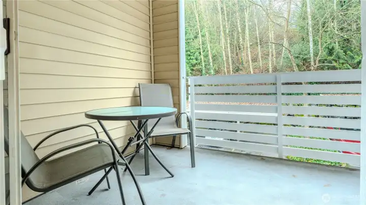 Ample outdoor space for coffee in the morning or a relaxing wind down evening.