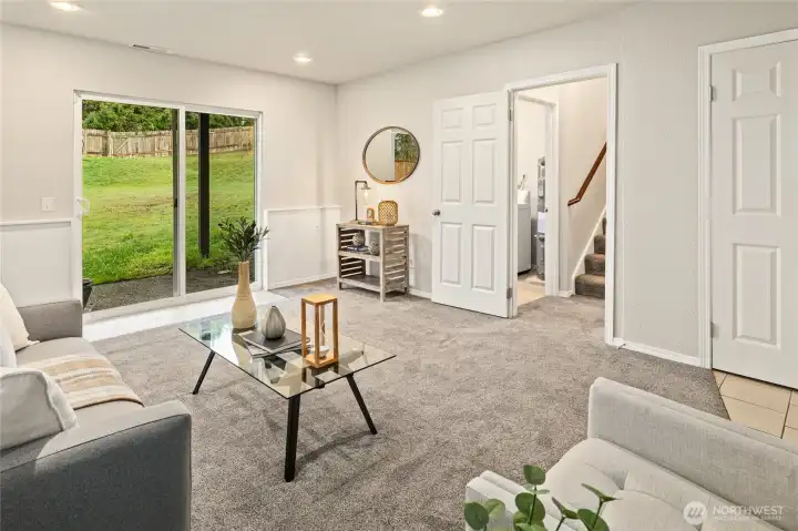 Family room in lower level access out to the backyard