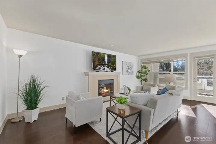 Spacious Living Room and Cozy Fireplace