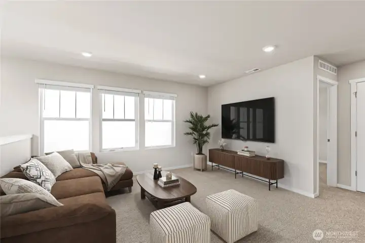 Loft area at the top of the stairs.  Colors and finishes may vary.