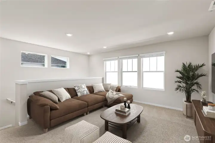 Lots of light fills the loft area.  Colors and finishes may vary.