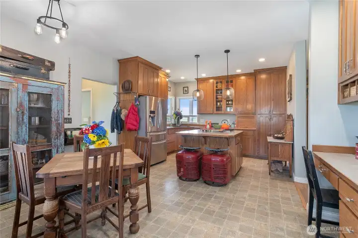 Kitchen area with seating