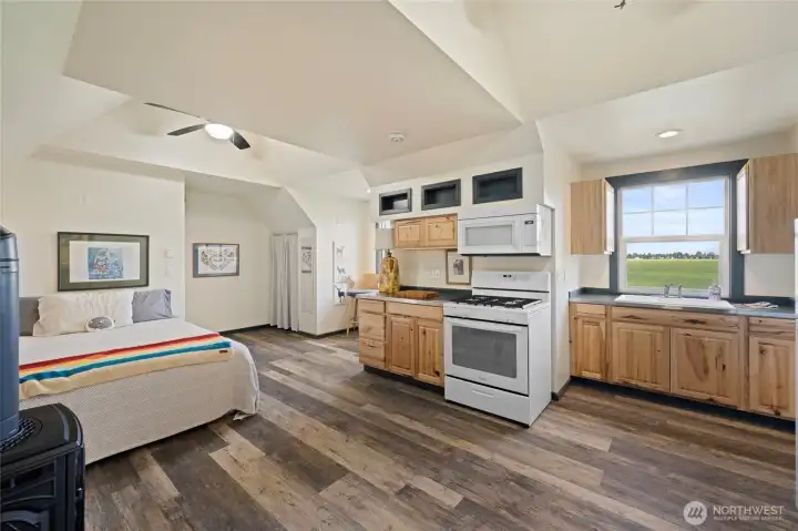 ADU kitchen area with Mountain views. Photos taken prior to rented.