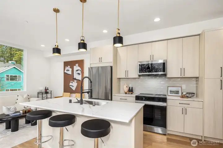 Well-appointed kitchen with large island