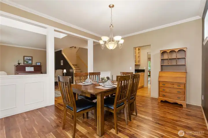 Dining room that leads into the butler, pantry and kitchen