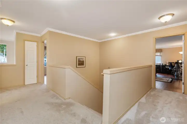 Large landing at the top of the stairs