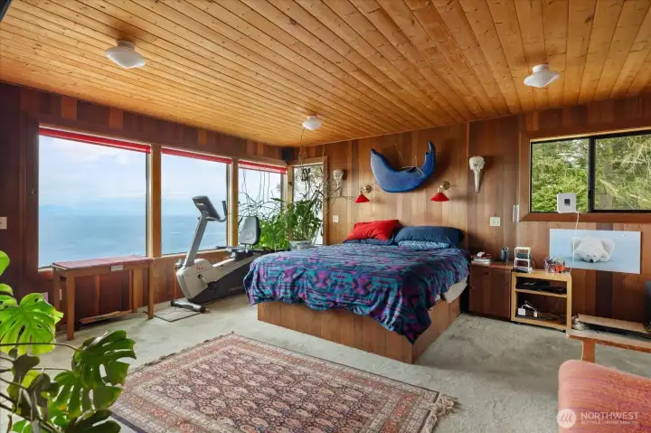 A few steps up to the Primary Bedroom