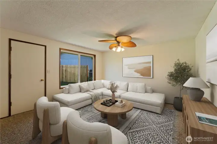 Back living room- virtually staged