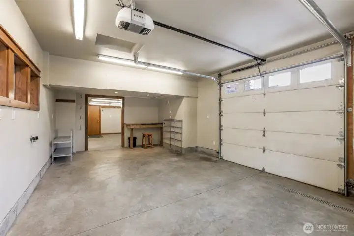 The garage is in several sections connected with lots of storage