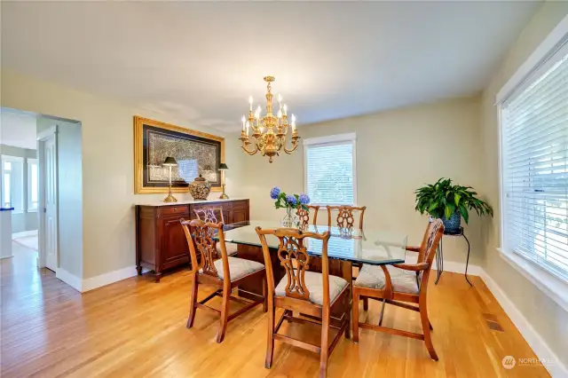 Formal dining room off Kitchen to complement informal dining areas in kitchen and outdoors