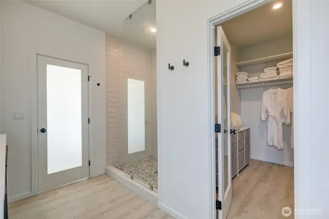 Primary shower and closet.