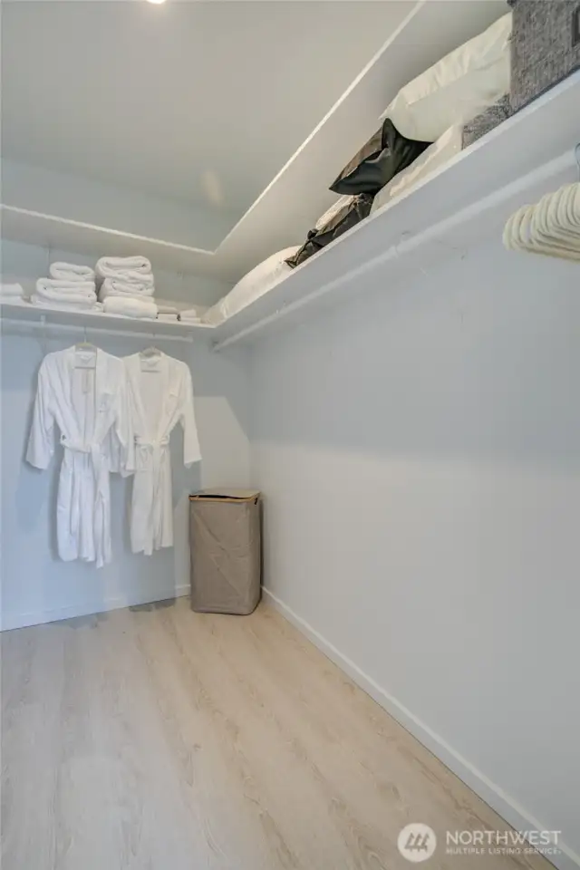 Primary closet is very large for lots of storage.