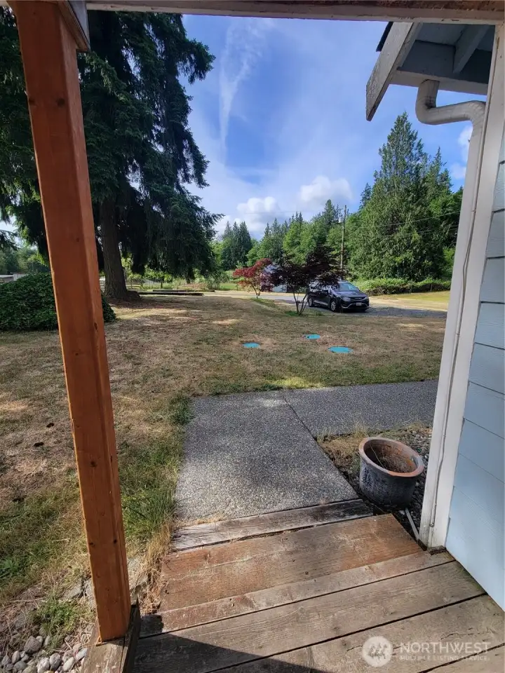 Looking out from the front entry porch.