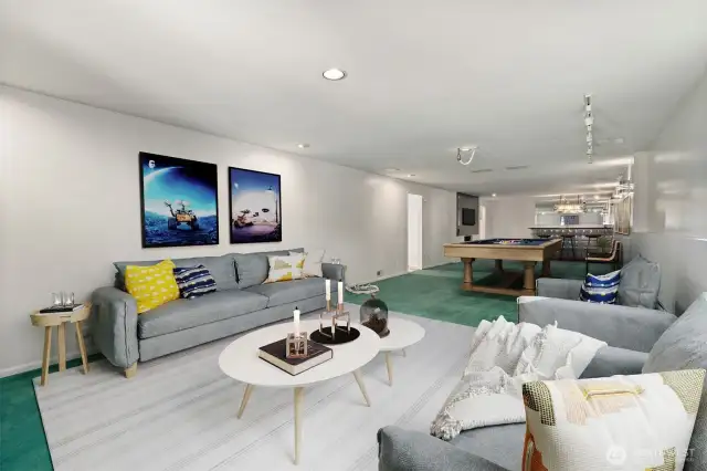 Recreation room with so much potential for entertainment! Virtually staged to show potential of this space!