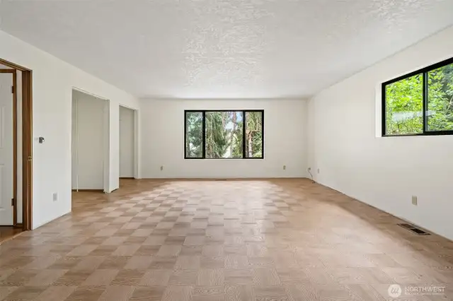 Main large bedroom without the staging in place to give you a sense of the space as it is.