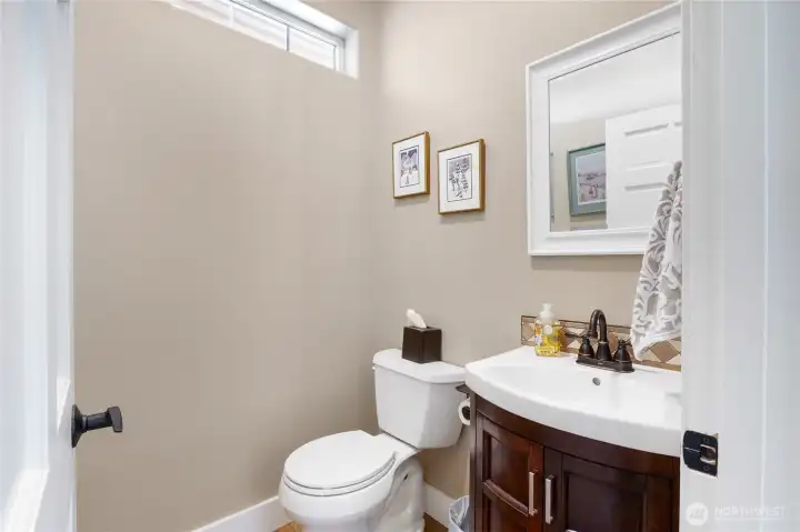Convenient powder bath on main level