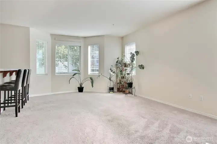 Living area of great room with plenty of space for entertaining.