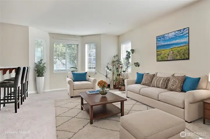 Virtually Staged living area. Shows tons of space.