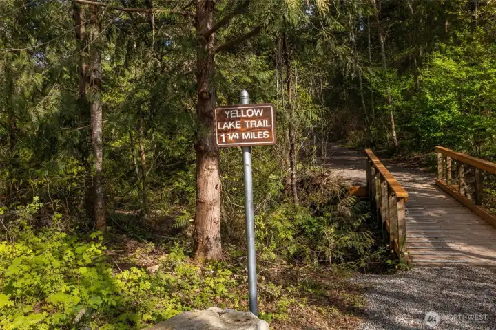 Yellow Lake trail is right across the street- 1.25 mails of tranquil trails to walk