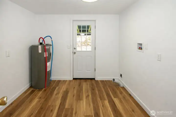 Utility room with brand new electric water heater