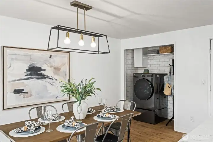 Conveniently off the dining area is your laundry closet. An All-in-One unit is installed for ease making laundry less of a chore.