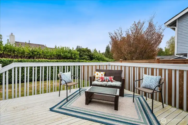 The back deck is perfect for your morning coffee or firing up the grill!