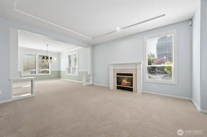 Formal living room with gas fireplace