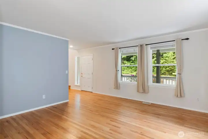 Living room off of the kitchen and dining room