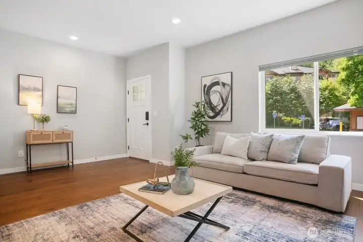 Welcome to the open concept bright, light and airy family room with all new fresh interior paint.
