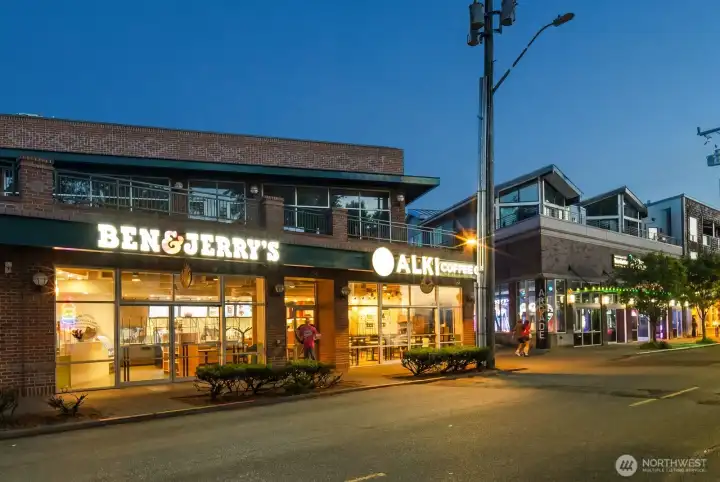 Alki Coffee serves great breakfast sandwiches and coffee too!  Arcade fun for kiddos and adults nearby!