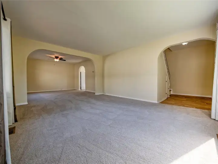 Open floor plan between the Living, Dining rooms and Entry