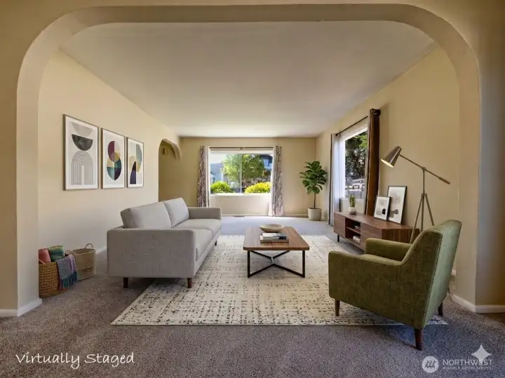 Living room - virtually staged