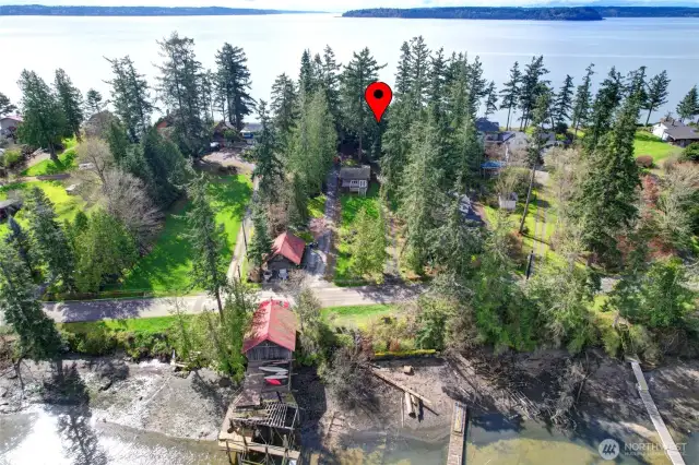 Drone view of home and fantastic location.