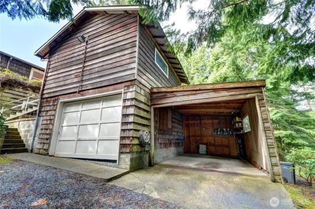 Garage and carport.