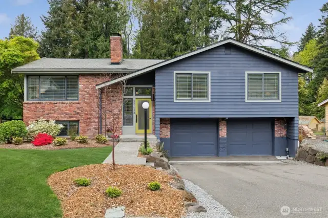 This striking home is on a quiet Woodway street