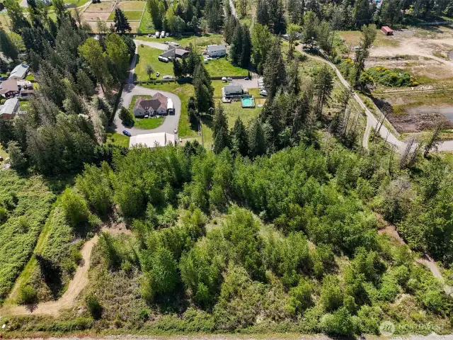 Drone view of property.