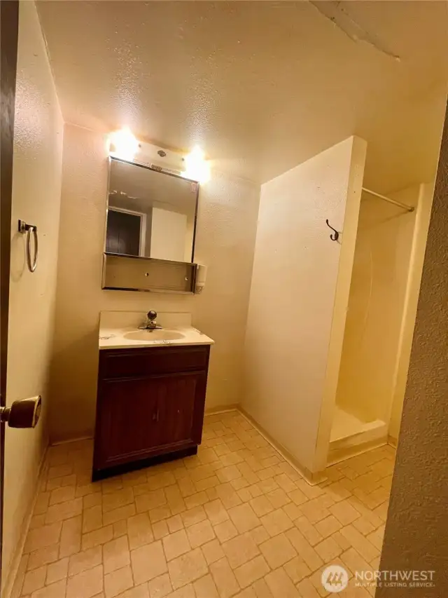 3/4 bath located downstairs.