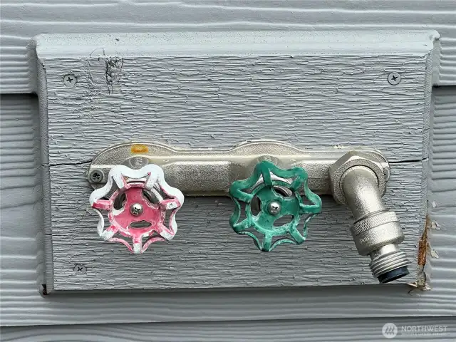 Hot and cold water spigot.