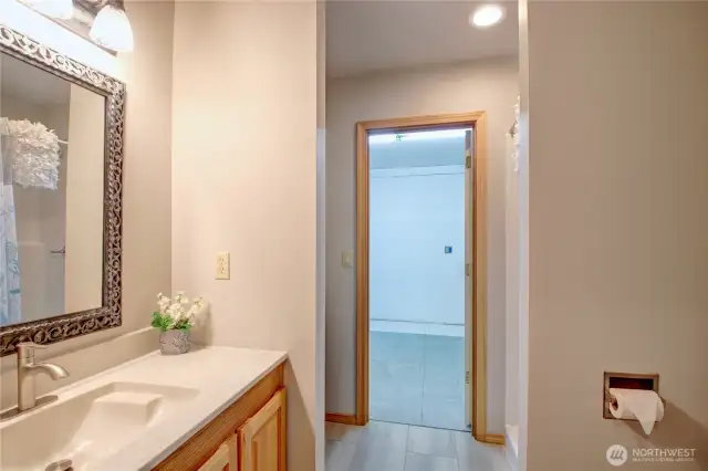 3/4 bath down stairs.