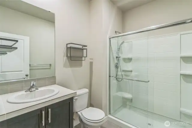 3/4 bath on main with a full size shower!
